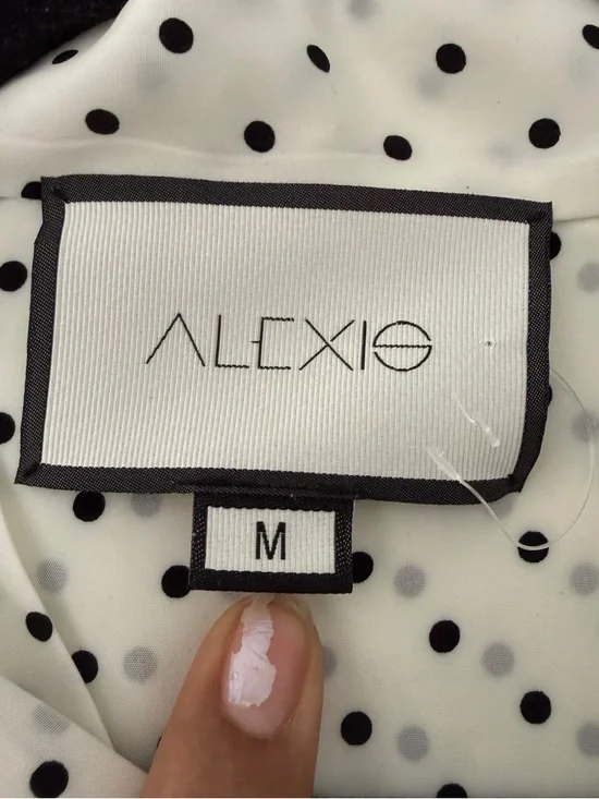 Alexis White/Black Polka Dot Priya Blouse Velvet Buttons Office Secretary Medium - Picture 8 of 9